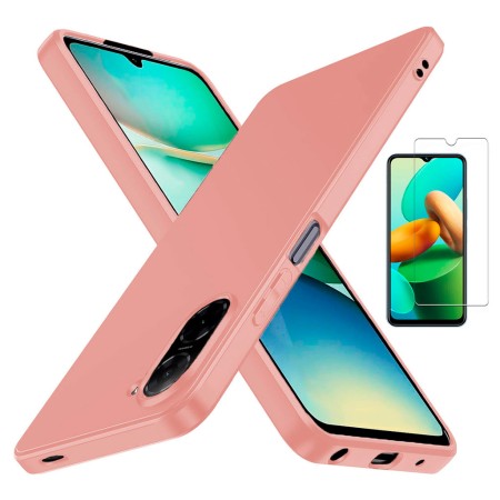 Funda Xiaomi Redmi A5 4G (6.88) Rosa Tpu Lisa Silicona Gel Premium + Protector de Pantalla Cristal Templado 9H