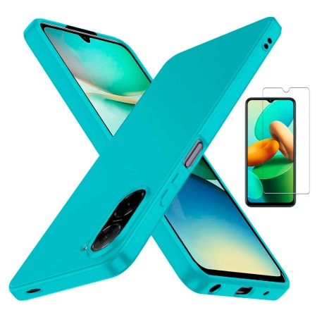 Funda Xiaomi Redmi A5 4G (6.88) Aguamarina Tpu Lisa Silicona Gel Premium + Protector de Pantalla Cristal Templado 9H