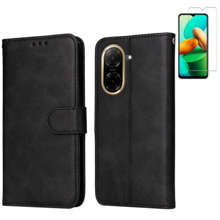 Funda Xiaomi Redmi A5 4G (6.88) Negro Libro Premium + Protector de Pantalla Cristal templado 9H