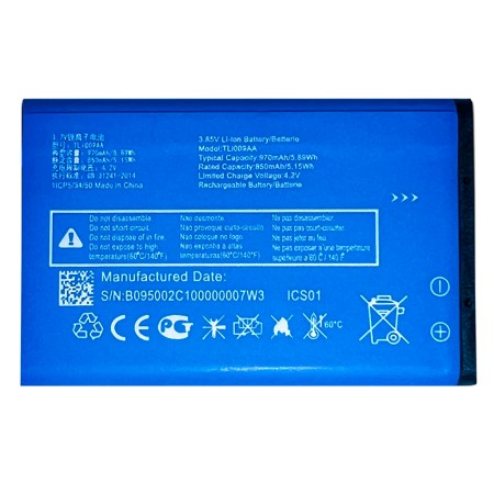 Bateria TLI009AA Para Alcatel OT-2053D OT-2053X 970 mAh