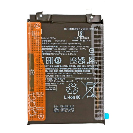 Bateria BM5A Para Xiaomi Redmi Note 11 Pro 5G - Poco X4 Pro 5G 5160 mAh