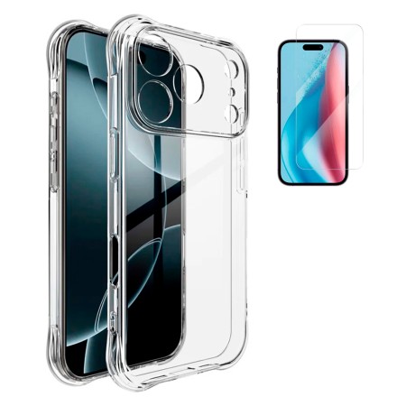 Funda iPhone 17 Pro Max (6.9) Reforzada Antichoques Antigolpes Tpu Silicona Gel + Protector Cristal Templado 9H