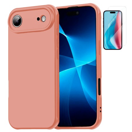 Funda iPhone 17 Air (6.6) Rosa Tpu Lisa Silicona Gel Premium + Protector de Pantalla Cristal Templado 9H