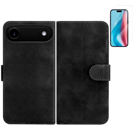 Funda iPhone 17 Air (6.6) Negro Libro Premium + Protector de Pantalla Cristal templado 9H