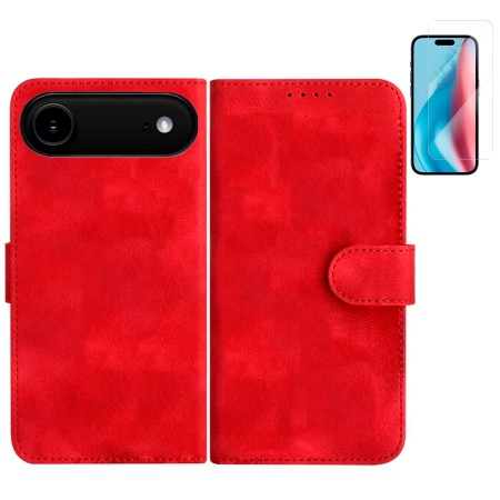 Funda iPhone 17 Air (6.6) Rojo Libro Premium + Protector de Pantalla Cristal templado 9H