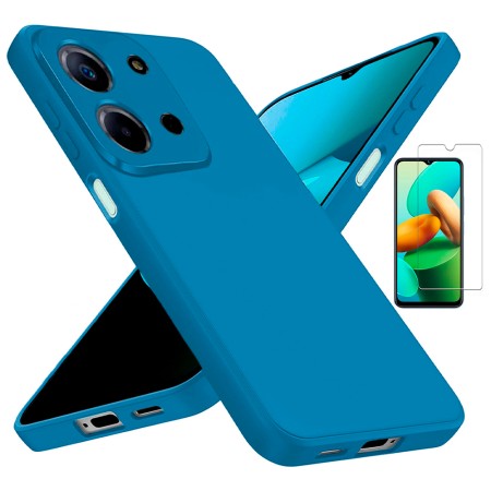 Funda Xiaomi Redmi 15C 4G - Poco C85 4G (6.9) Azul Tpu Lisa Silicona Gel Premium + Protector de Pantalla Cristal Templado 9H