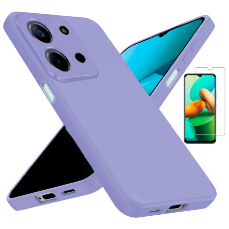 Funda Xiaomi Redmi 15C 4G - Poco C85 4G (6.9) Morado Tpu Lisa Silicona Gel Premium + Protector de Pantalla Cristal Templado 9H