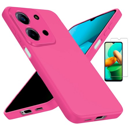 Funda Xiaomi Redmi 15C 4G - Poco C85 4G (6.9) Fucsia Tpu Lisa Silicona Gel Premium + Protector de Pantalla Cristal Templado 9H