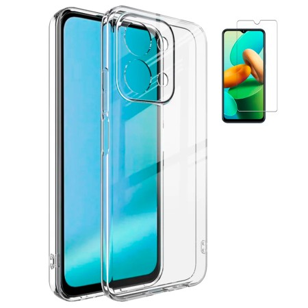 Funda Xiaomi Redmi 15C 4G Poco C85 (6.9) Transparente Tpu Lisa Silicona Gel Premium + Protector de Pantalla Cristal Templado 9H