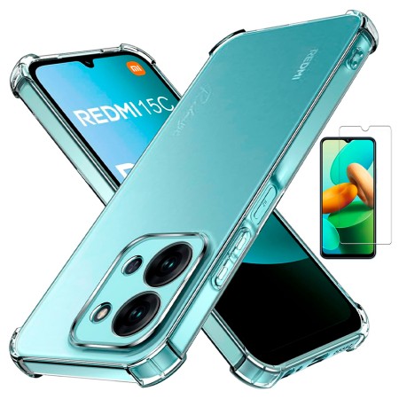 Funda Xiaomi Redmi 15C 4G - Poco C85 4G (6.9) Reforzada Antichoques Antigolpes Tpu Silicona Gel + Protector Cristal Templado 9H