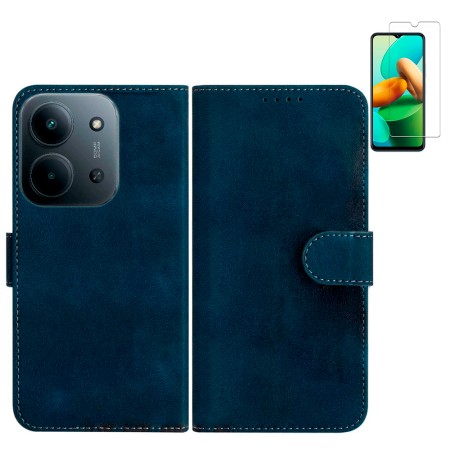 Funda Xiaomi Redmi 15C 4G - Poco C85 4G (6.9) Azul Libro Premium + Protector de Pantalla Cristal templado 9H