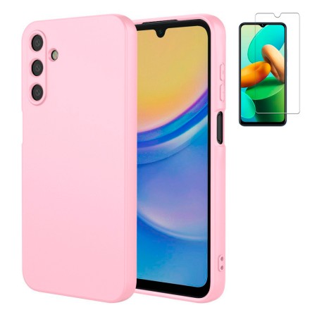 Funda Samsung Galaxy A17 5G (6.7) Rosa Tpu Lisa Silicona Gel Premium + Protector de Pantalla Cristal Templado 9H