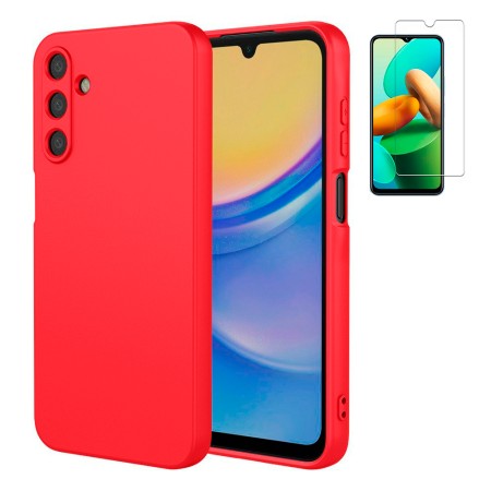 Funda Samsung Galaxy A17 5G (6.7) Rojo Tpu Lisa Silicona Gel Premium + Protector de Pantalla Cristal Templado 9H