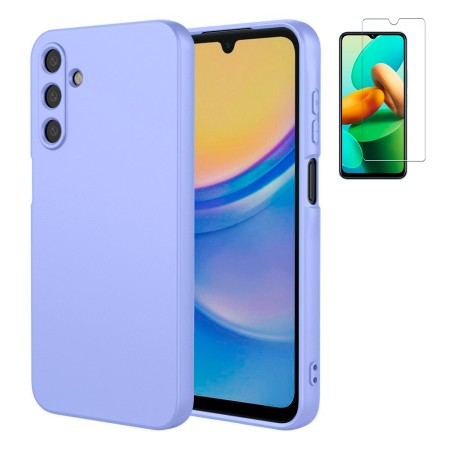 Funda Samsung Galaxy A17 5G (6.7) Morado Tpu Lisa Silicona Gel Premium + Protector de Pantalla Cristal Templado 9H