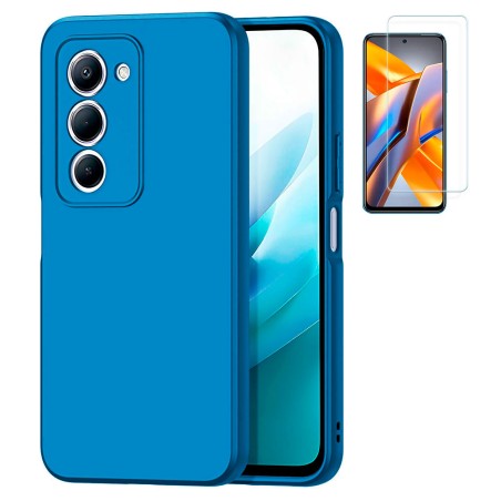 Funda Xiaomi Redmi 15 4G (6.9) Azul Tpu Lisa Silicona Gel Premium + Protector de Pantalla Cristal Templado 9H