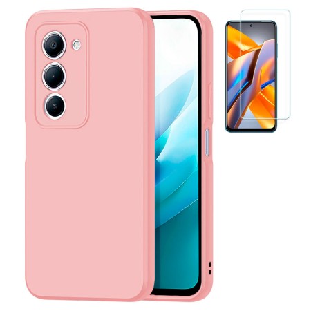 Funda Xiaomi Redmi 15 4G (6.9) Rosa Tpu Lisa Silicona Gel Premium + Protector de Pantalla Cristal Templado 9H