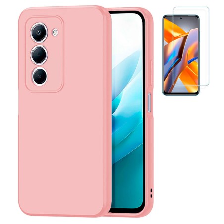 Funda Xiaomi Redmi 15 4G (6.9) Rosa Tpu Lisa Silicona Gel Premium + Protector de Pantalla Cristal Templado 9H