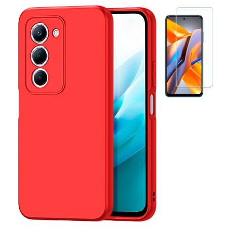Funda Xiaomi Redmi 15 4G (6.9) Rojo Tpu Lisa Silicona Gel Premium + Protector de Pantalla Cristal Templado 9H