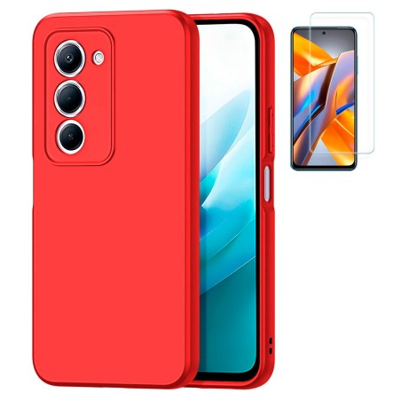 Funda Xiaomi Redmi 15 4G (6.9) Rojo Tpu Lisa Silicona Gel Premium + Protector de Pantalla Cristal Templado 9H