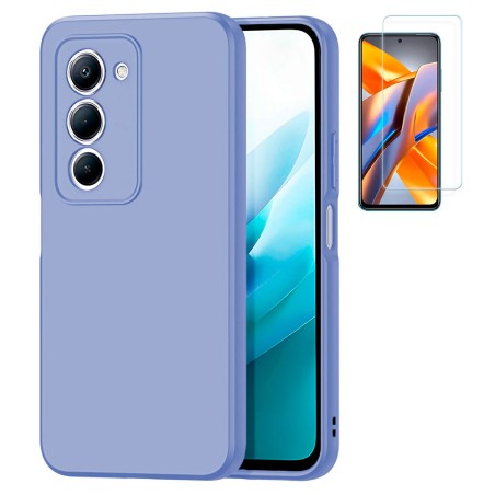Funda Xiaomi Redmi 15 4G (6.9) Morado Tpu Lisa Silicona Gel Premium + Protector de Pantalla Cristal Templado 9H