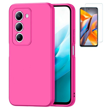Funda Xiaomi Redmi 15 4G (6.9) Fucsia Tpu Lisa Silicona Gel Premium + Protector de Pantalla Cristal Templado 9H