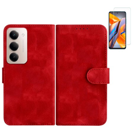 Funda Xiaomi Redmi 15 4G (6.9) Rojo Libro Premium + Protector de Pantalla Cristal templado 9H