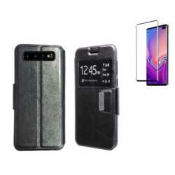 Funda Samsung Galaxy S10 Plus (6.4) Negra Libro Ventana + Protector