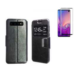 Funda Samsung Galaxy S10 (6.1) Negra Libro Ventana + Protector