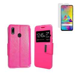 Funda Samsung Galaxy M20 (6.3) Rosa Libro Ventana + Protector