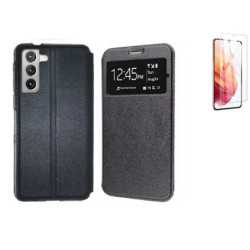 Funda Samsung Galaxy S21 5G (6.2) Negra Libro Ventana + Protector