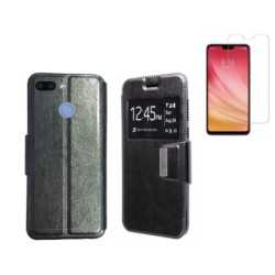 Funda Libro Ventana Negra Xiaomi MI 8 Lite (6.26) + Protector