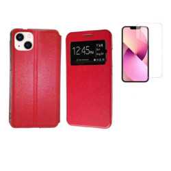 Funda IPhone 13 (6.1) Roja Libro Ventana + Protector