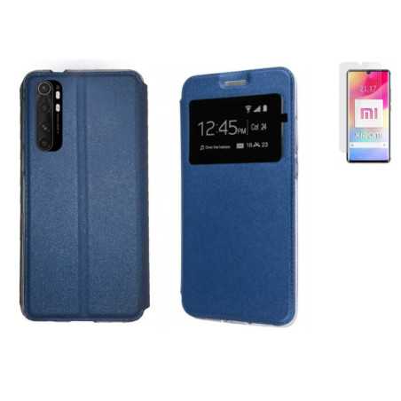 Funda Xiaomi MI Note 10 Lite (6,47) Azul Libro Ventana + Protector