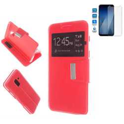 Funda Libro Ventana Roja Samsung Galaxy A6 2018 Plus (6) + Protector