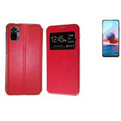 Funda Xiaomi Redmi Note 10 / 10S (6.43) Roja Libro Ventana + Protector