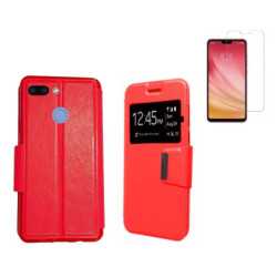 Funda Libro Ventana Roja Xiaomi MI 8 Lite (6.26) + Protector