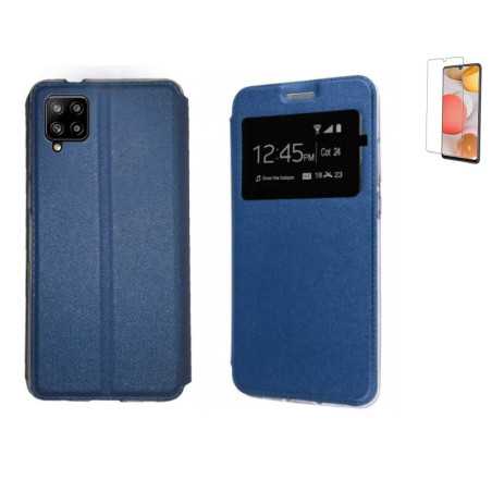 Funda Samsung Galaxy A42 5G (6.6) Azul Libro Ventana + Protector