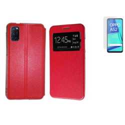 Funda Oppo A52 / A72 / A92 (6.5) Roja Libro Ventana + Protector