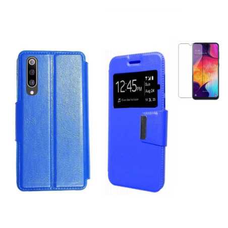 Funda Samsung Galaxy A70 (6.7) Azul Libro Ventana + Protector