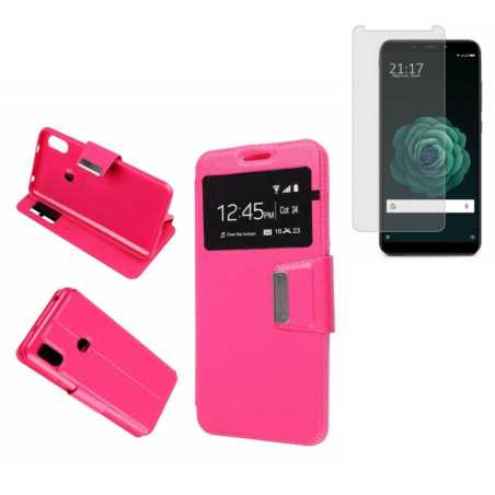 Funda Libro Ventana Rosa Xiaomi Redmi Note 5 PRO (5.9) + Protector