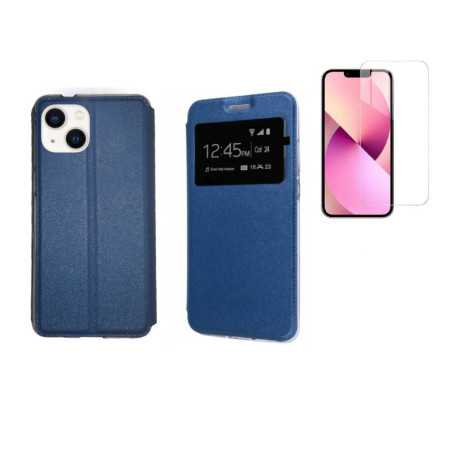Funda IPhone 13 Mini (5.4) Azul Libro Ventana + Protector