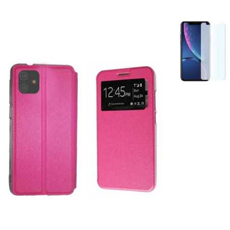 Funda Iphone 12 Mini (5.4) Rosa Libro Ventana + Protector