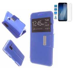 Funda Libro Ventana Azul Samsung Galaxy A6 2018 Plus (6) + Protector