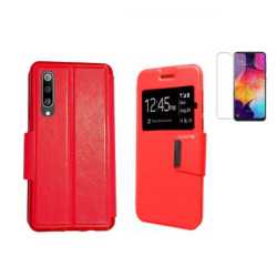 Funda Samsung Galaxy A70 (6.7) Roja Libro Ventana + Protector