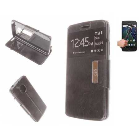 Funda Libro Ventana Negra Motorola Moto G5 5 + Protector
