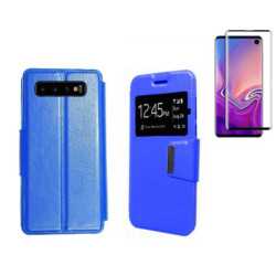 Funda Samsung Galaxy S10 (6.1) Azul Libro Ventana + Protector