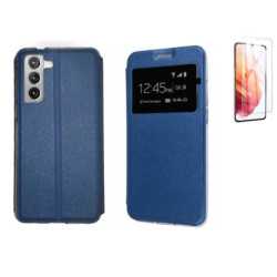 Funda Samsung Galaxy S21 5G (6.2) Azul Libro Ventana + Protector