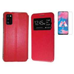 Funda Samsung Galaxy A02s (6.5) Roja Libro Ventana + Protector