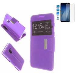 Funda Libro Ventana Morada Samsung Galaxy A6 2018 Plus (6) + Protector