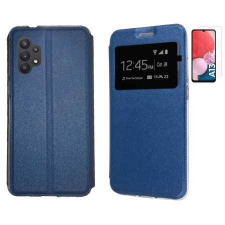 Funda Samsung Galaxy A13 4G Azul Libro Ventana + Protector